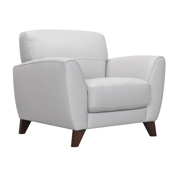 Armen Living Jedd Contemporary Chair in Genuine Dove Gray Leather with Brown Wood Legs LCJD1DV - main
